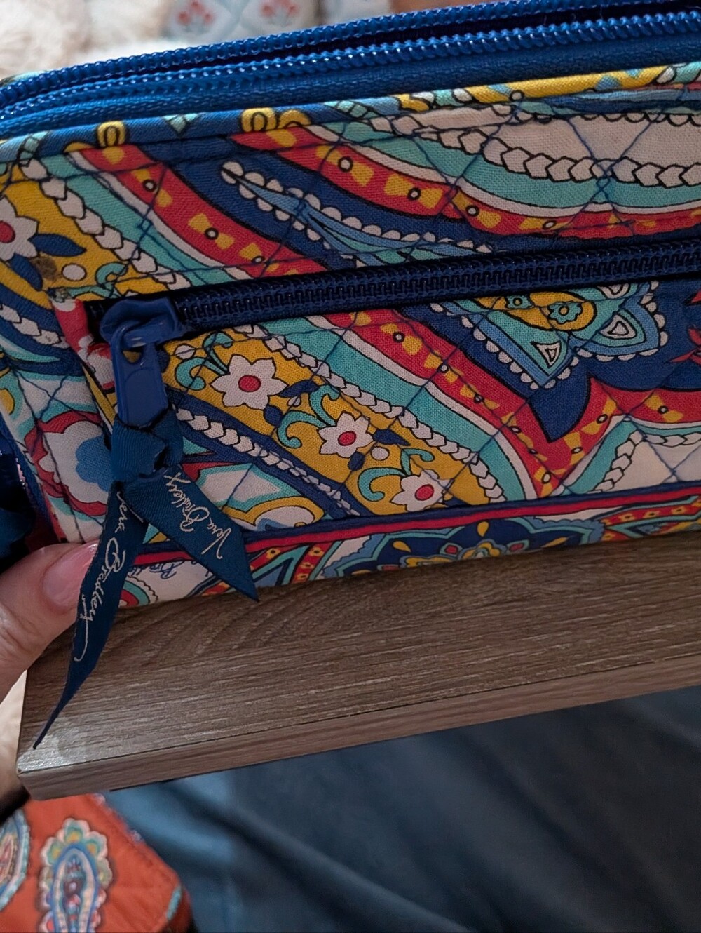 Vera Bradley Marina Paisley Colorful Patterned Women’s Clutch Wallet - Blue/Red - Picture 3 of 4
